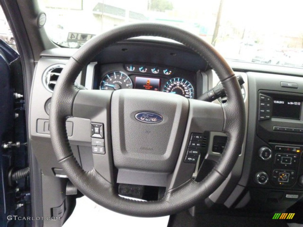 2014 Ford F150 XLT SuperCrew 4x4 Steel Grey Steering Wheel Photo #88691100