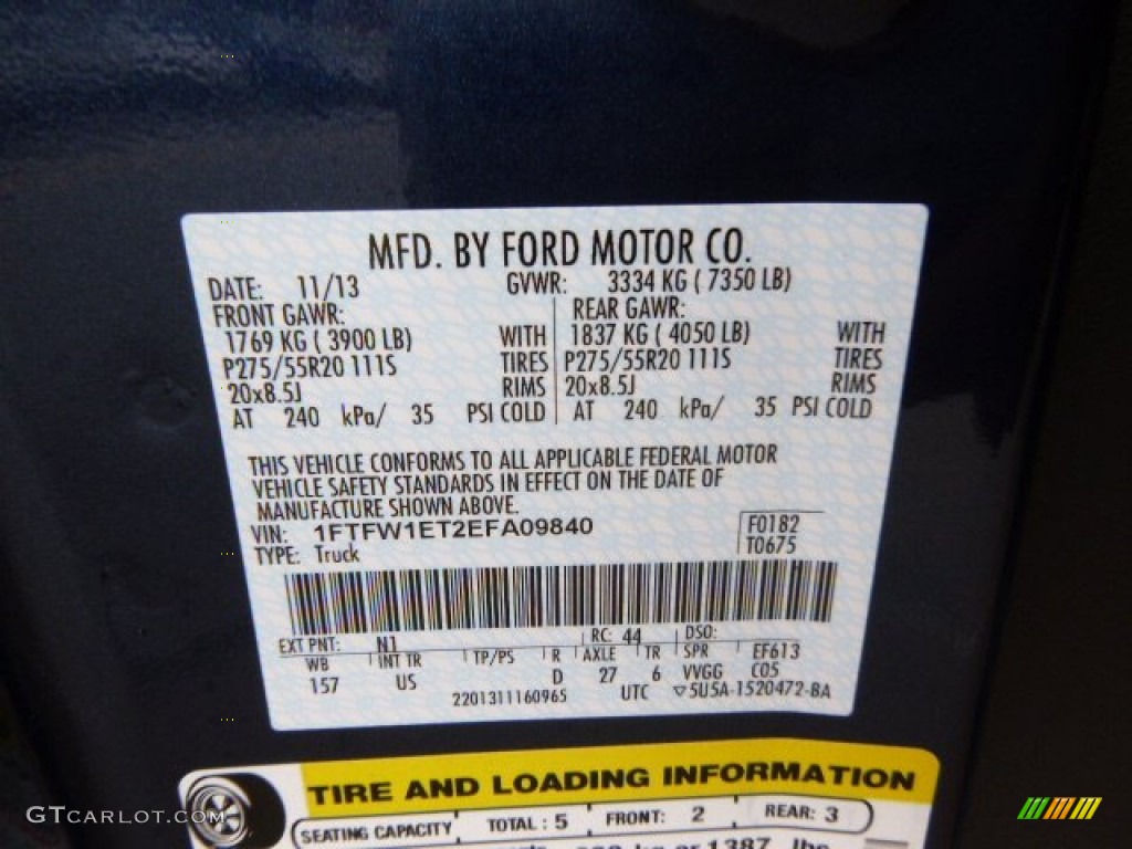 2014 F150 Color Code N1 for Blue Jeans Photo #88691124