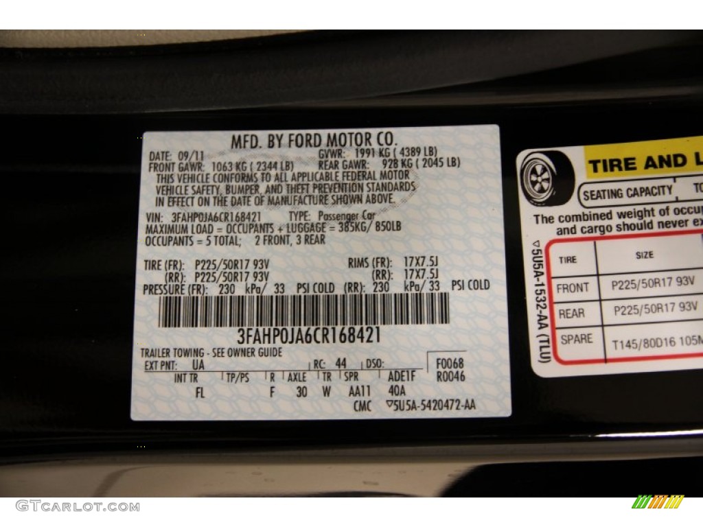 2012 Fusion SEL - Black / Medium Light Stone photo #20