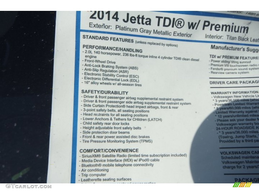 2014 Jetta TDI Sedan - Platinum Gray Metallic / Titan Black photo #5