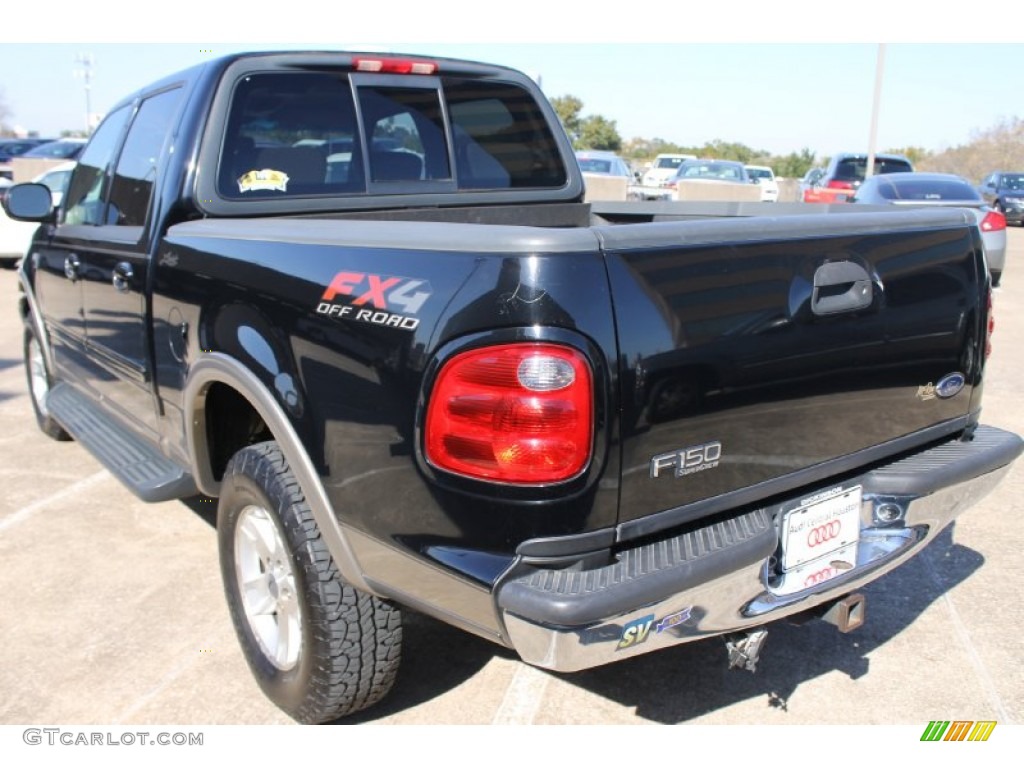 2002 F150 Lariat SuperCrew 4x4 - Black / Medium Parchment photo #7