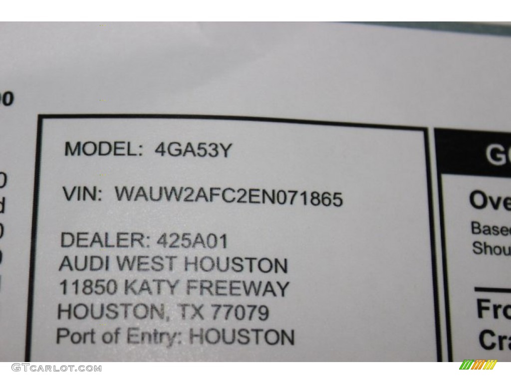 2014 Audi S7 Prestige 4.0 TFSI quattro Window Sticker Photo #88722718