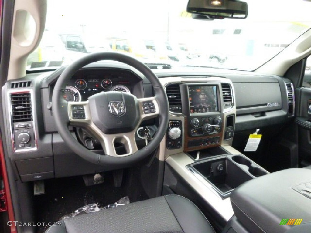 2014 1500 Laramie Crew Cab 4x4 - Deep Cherry Red Crystal Pearl / Black photo #14