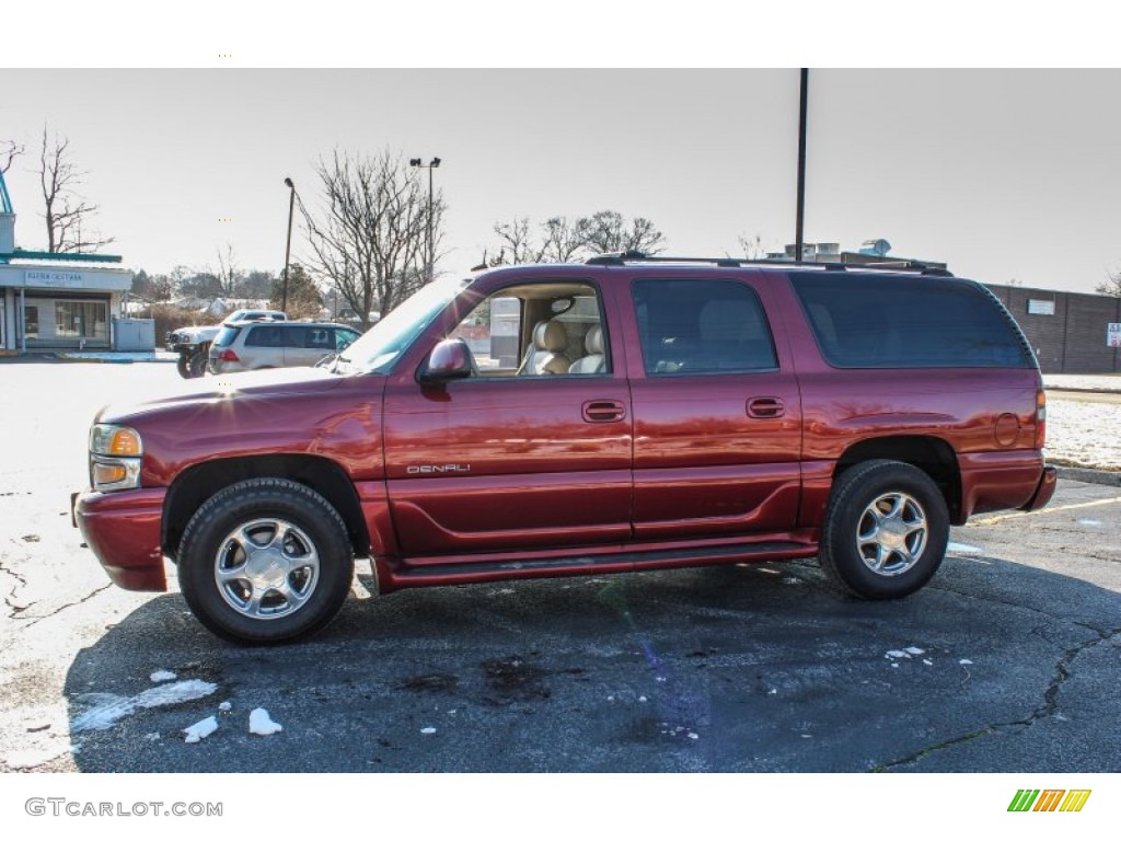 2002 Yukon XL Denali AWD - Garnet Red Metallic / Sandstone photo #3