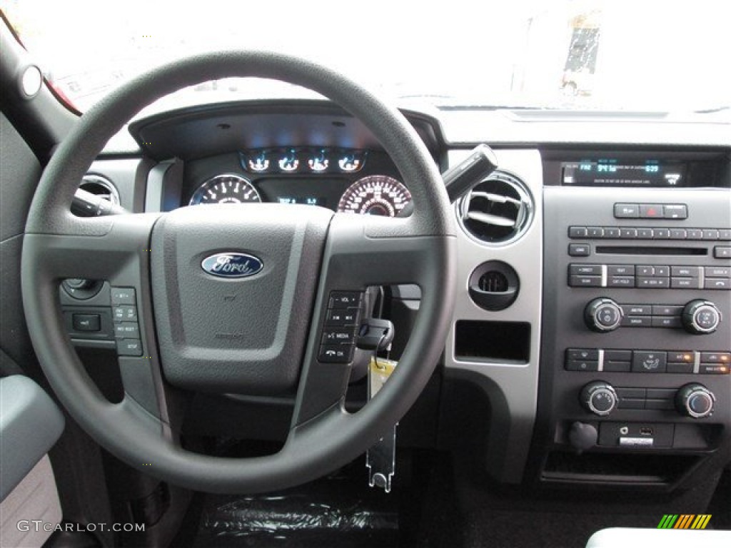 2014 Ford F150 XLT SuperCrew Steel Grey Steering Wheel Photo #88738821