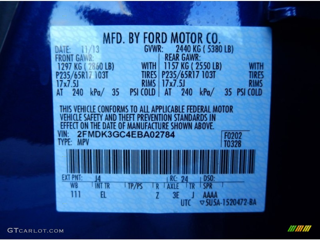 2014 Edge Color Code J4 for Deep Impact Blue Photo #88739616