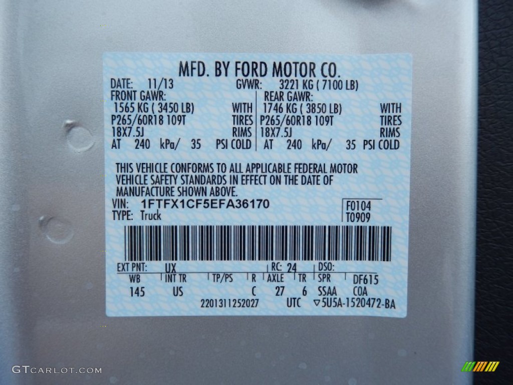 2014 F150 Color Code UX for Ingot Silver Photo #88741806