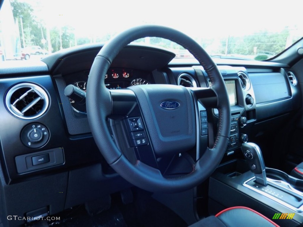 2014 Ford F150 FX2 Tremor Regular Cab FX Appearance Black Leather/Alcantara Steering Wheel Photo #88742582