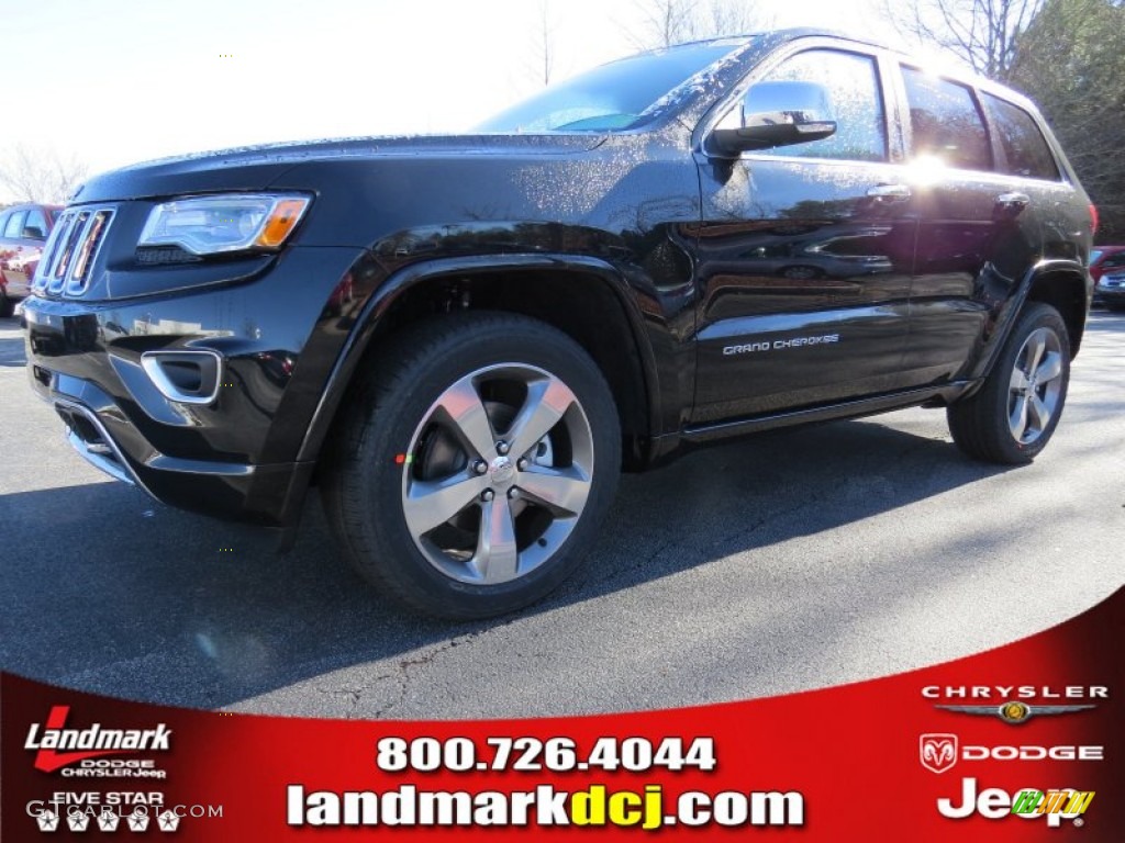 2014 Grand Cherokee Overland - Brilliant Black Crystal Pearl / Overland Nepal Jeep Brown Light Frost photo #1