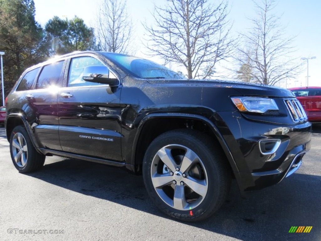 2014 Grand Cherokee Overland - Brilliant Black Crystal Pearl / Overland Nepal Jeep Brown Light Frost photo #4