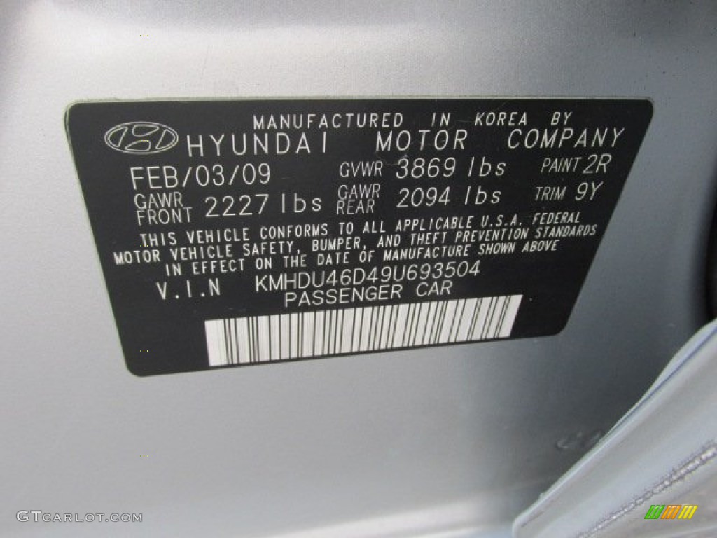 2009 Elantra SE Sedan - Quicksilver / Gray photo #24