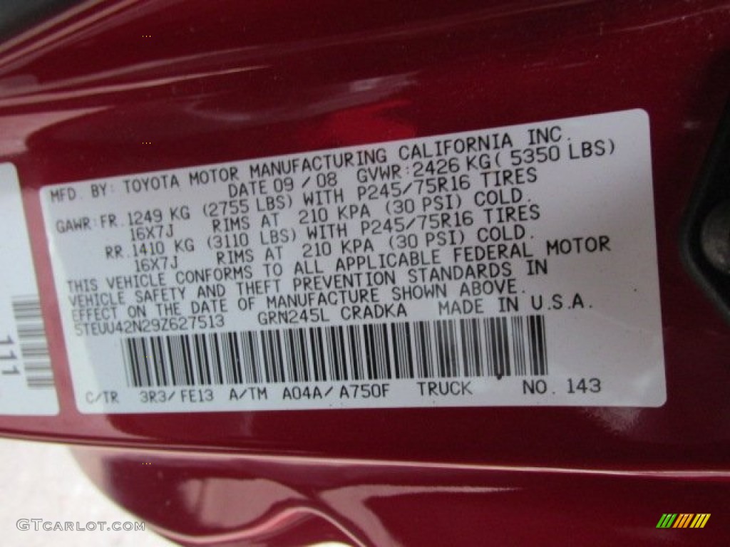 2009 Tacoma V6 SR5 Access Cab 4x4 - Barcelona Red Metallic / Graphite Gray photo #24
