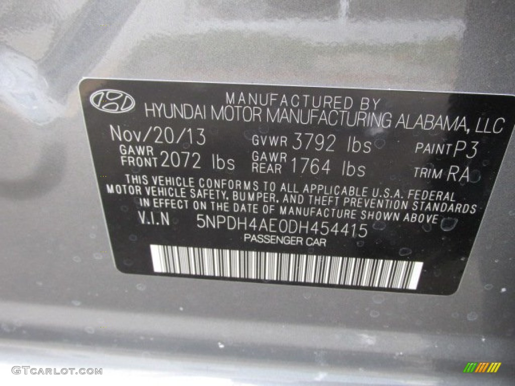 2013 Elantra GLS - Harbor Gray Metallic / Gray photo #15