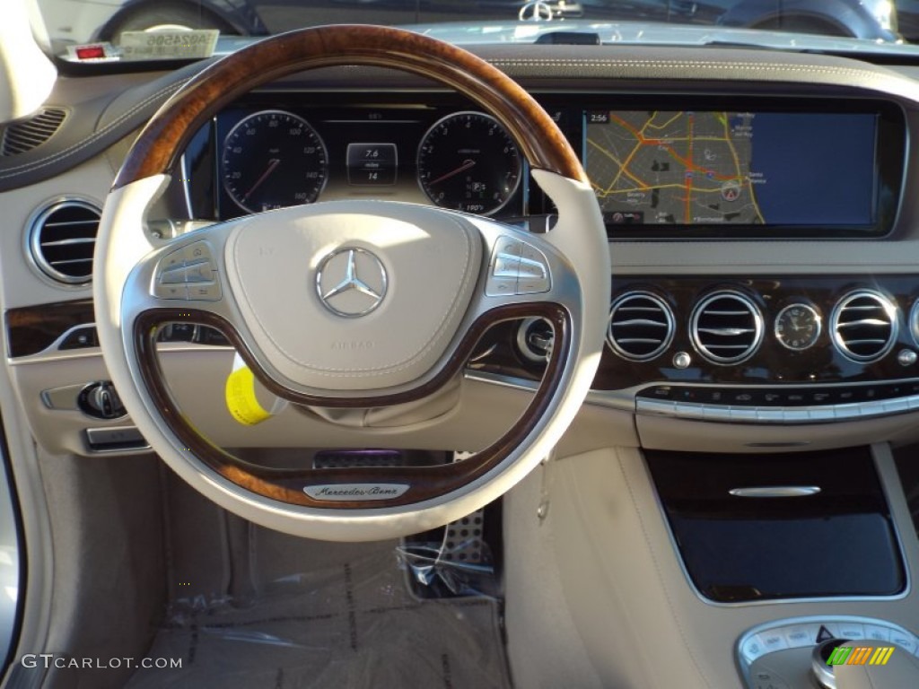 2014 Mercedes-Benz S 550 Sedan Silk Beige/Espresso Brown Steering Wheel Photo #88757826
