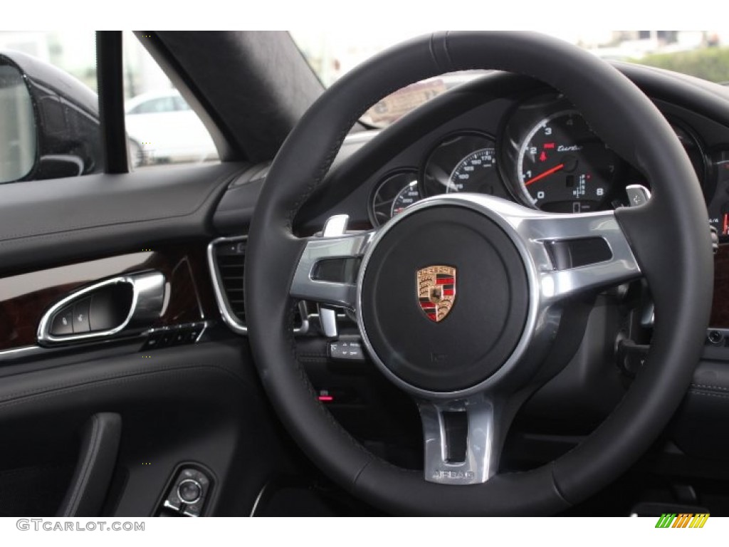 2014 Porsche Panamera Turbo Executive Black Steering Wheel Photo #88758042