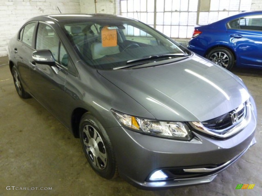 2013 Civic Hybrid Sedan - Polished Metal Metallic / Gray photo #7