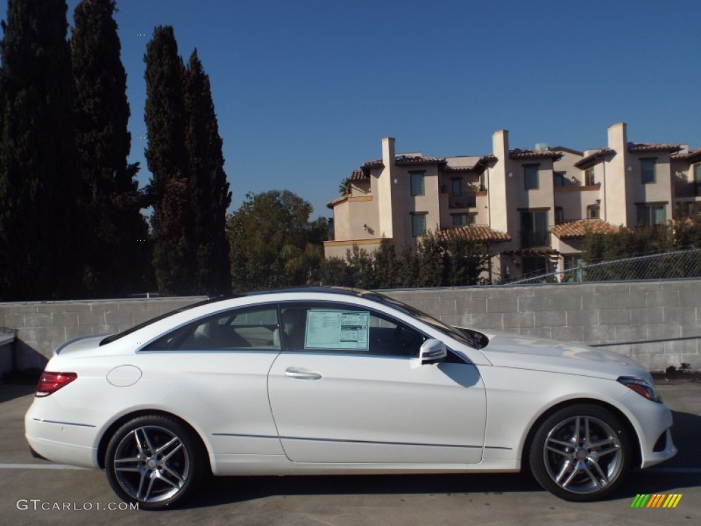 2014 E 350 Coupe - Diamond White Metallic / Silk Beige/Espresso Brown photo #3