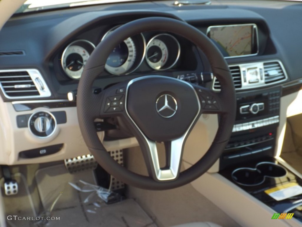 2014 E 350 Coupe - Diamond White Metallic / Silk Beige/Espresso Brown photo #9