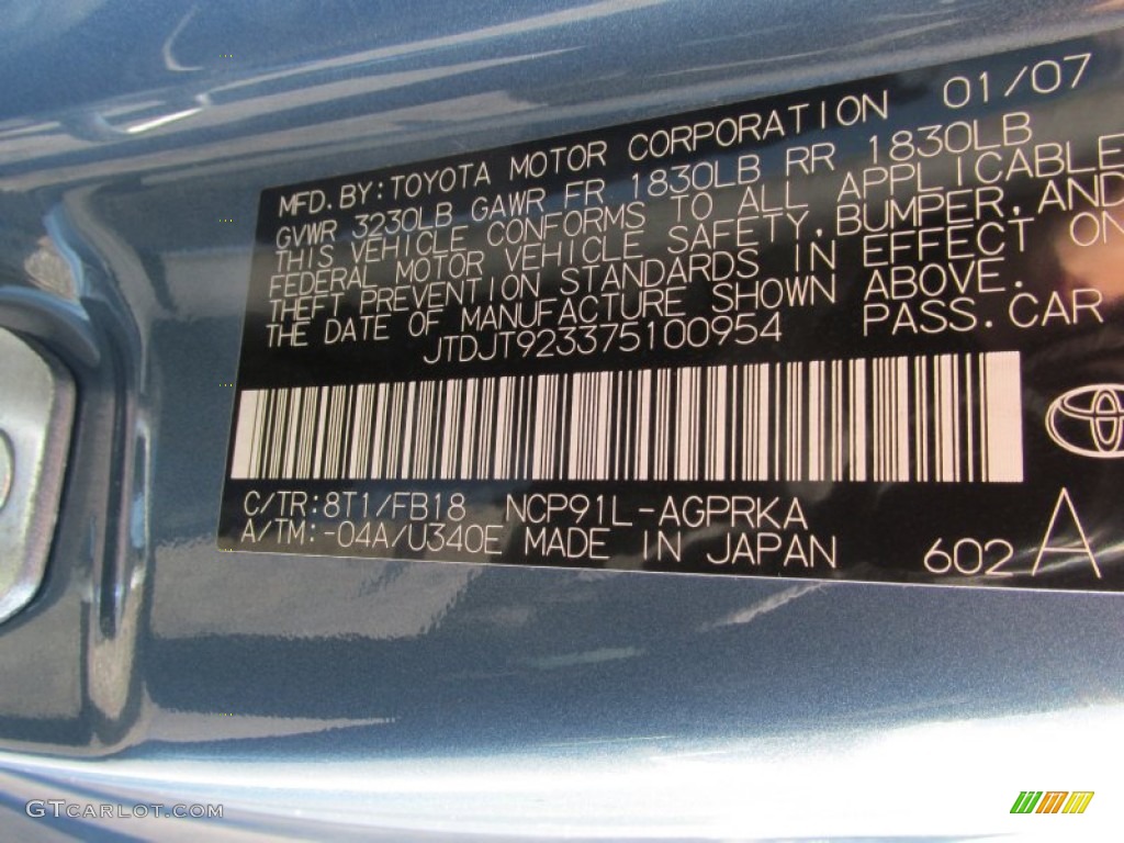 2007 Yaris 3 Door Liftback - Bayou Blue Metallic / Dark Charcoal photo #19