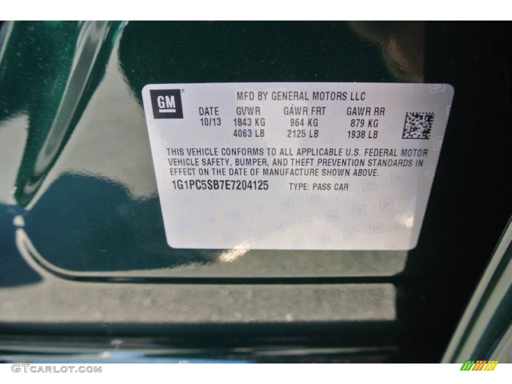 2014 Cruze LT - Rainforest Green Metallic / Jet Black photo #7