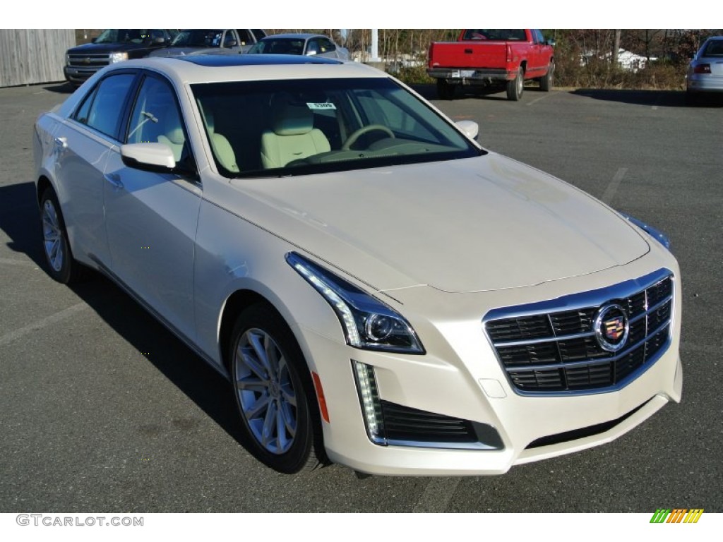 White Diamond Tricoat 2014 Cadillac CTS Luxury Sedan AWD Exterior Photo #88775654
