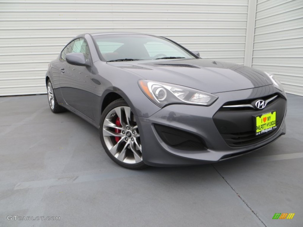 2013 Genesis Coupe 2.0T R-Spec - Empire State Gray / Red Leather/Red Cloth photo #1