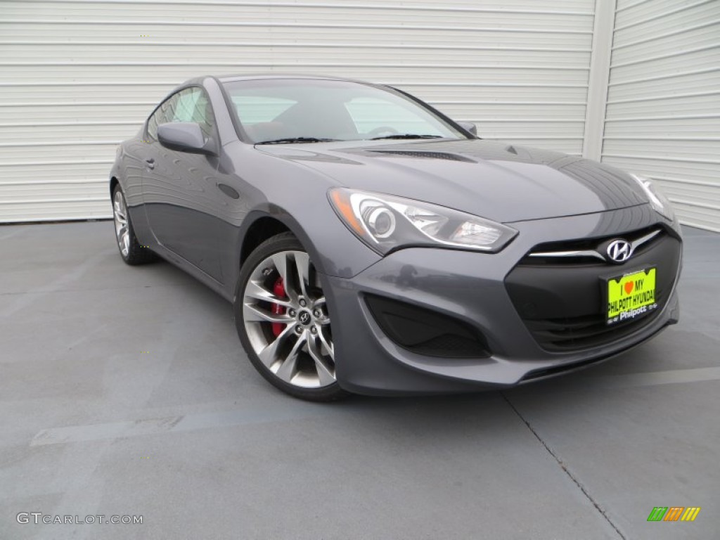 2013 Genesis Coupe 2.0T R-Spec - Empire State Gray / Red Leather/Red Cloth photo #2