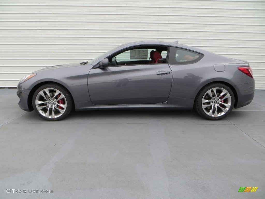 2013 Genesis Coupe 2.0T R-Spec - Empire State Gray / Red Leather/Red Cloth photo #6