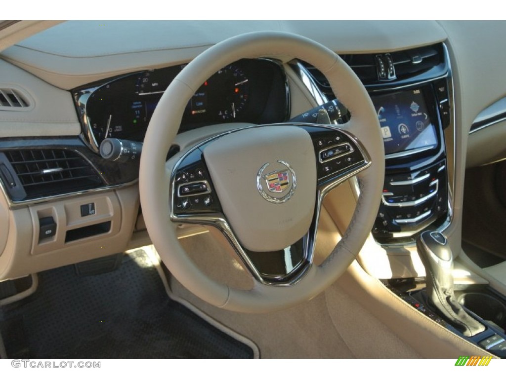 2014 Cadillac CTS Luxury Sedan AWD Light Cashmere/Medium Cashmere Steering Wheel Photo #88776179