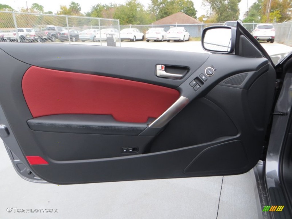 2013 Genesis Coupe 2.0T R-Spec - Empire State Gray / Red Leather/Red Cloth photo #24