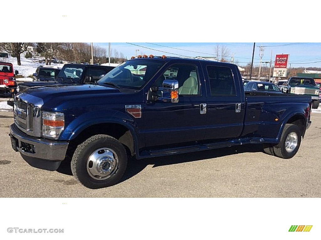 2008 F350 Super Duty Lariat Crew Cab 4x4 Dually - Dark Blue Pearl Metallic / Medium Stone photo #1