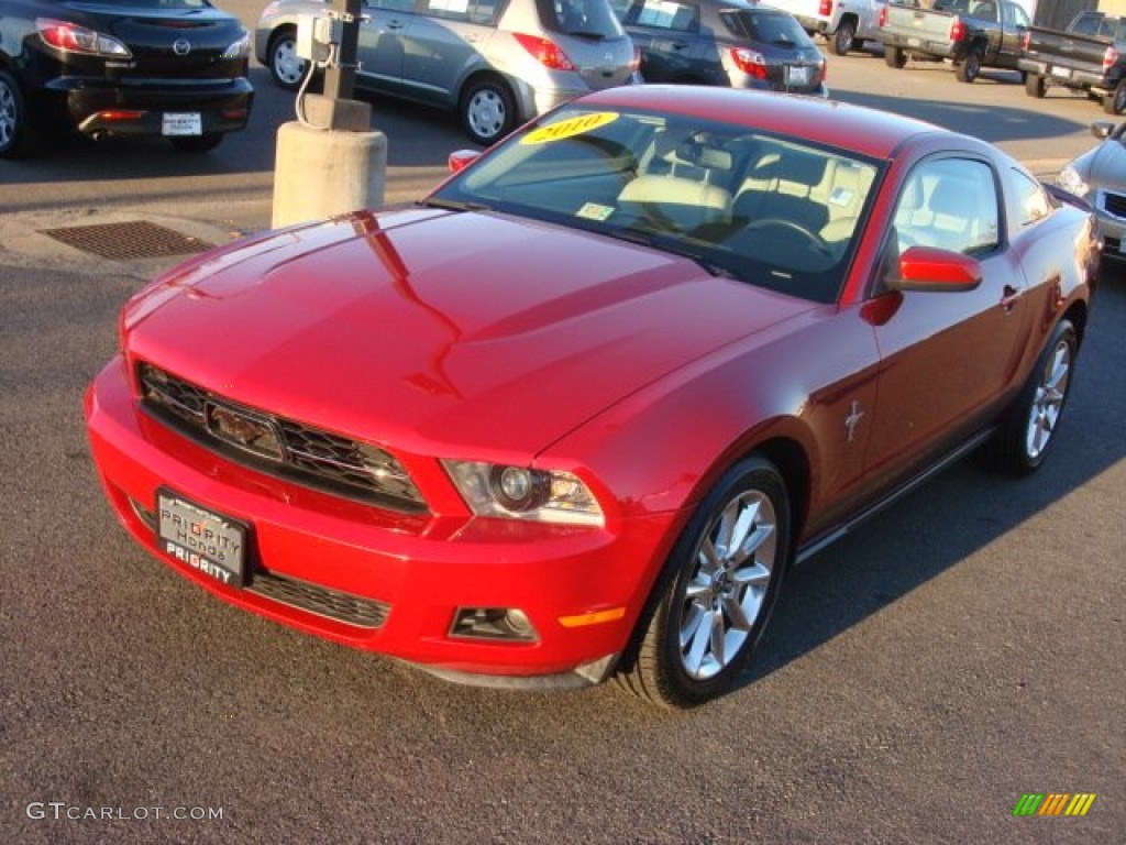 2010 Mustang V6 Premium Coupe - Red Candy Metallic / Stone photo #8