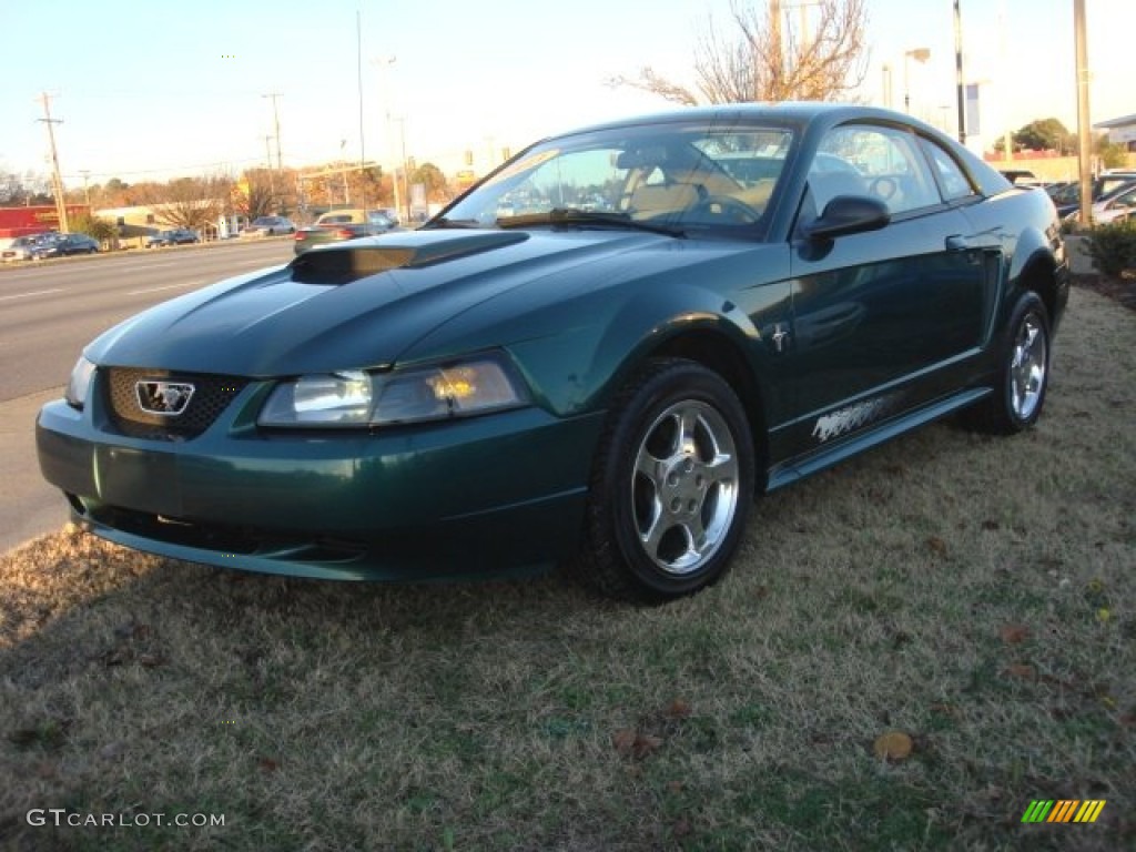2003 Mustang V6 Coupe - Tropic Green Metallic / Medium Parchment photo #8