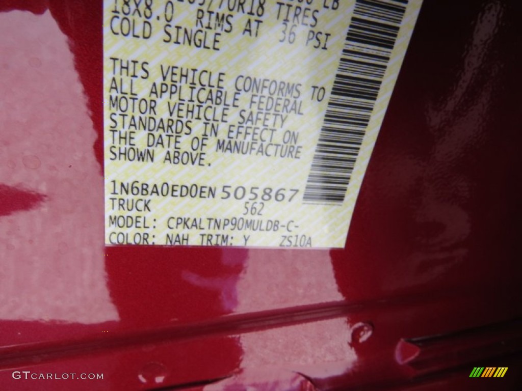 2014 Titan Color Code NAH for Cayenne Red Photo #88793453