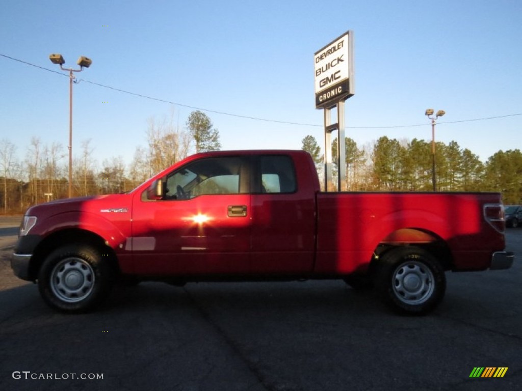 2010 F150 XL SuperCab - Vermillion Red / Medium Stone photo #4