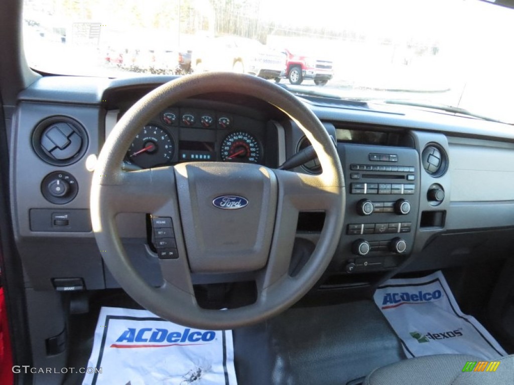 2010 F150 XL SuperCab - Vermillion Red / Medium Stone photo #14