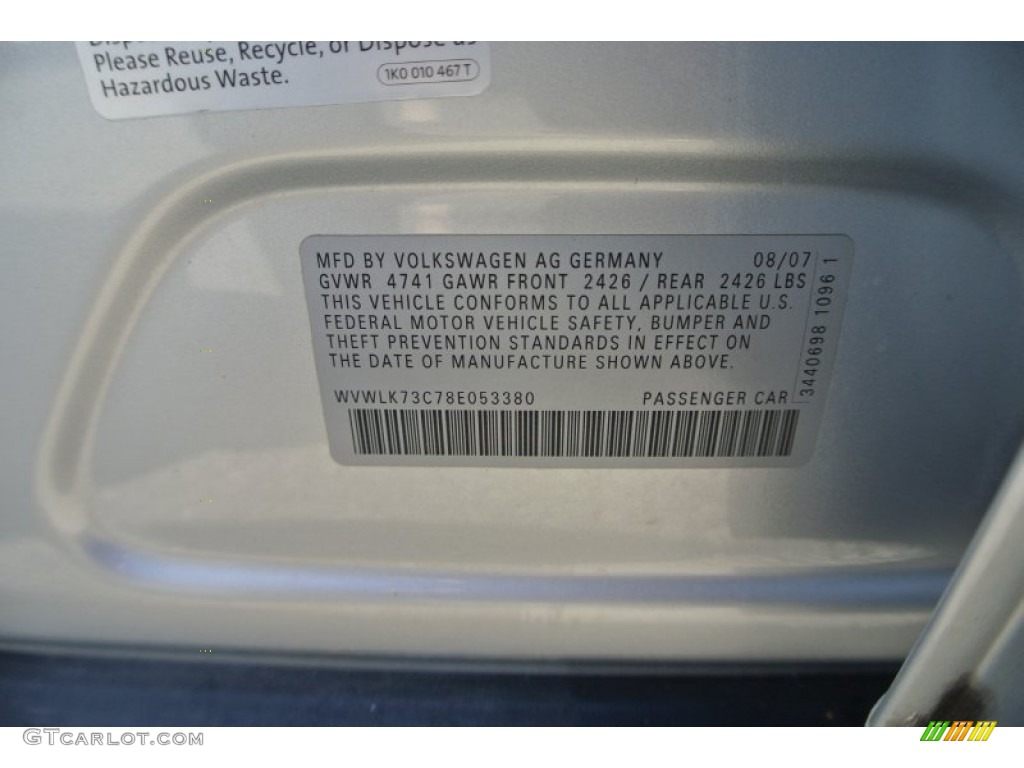2008 Passat Komfort Wagon - Reflex Silver / Black photo #7