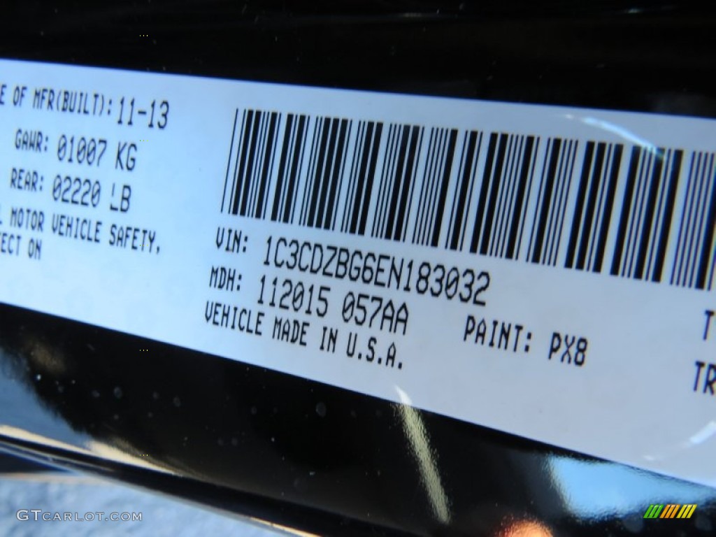 2014 Avenger Color Code PX8 for Black Clear Coat Photo #88808258