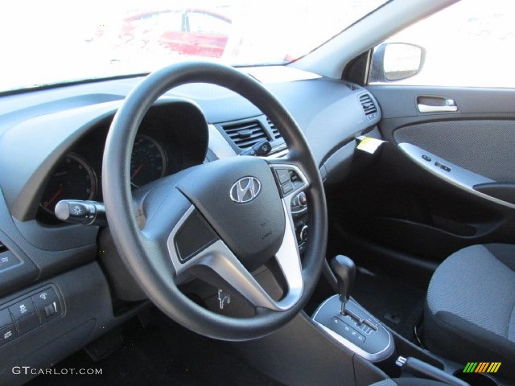 2014 Hyundai Accent GS 5 Door Black Steering Wheel Photo #88816328