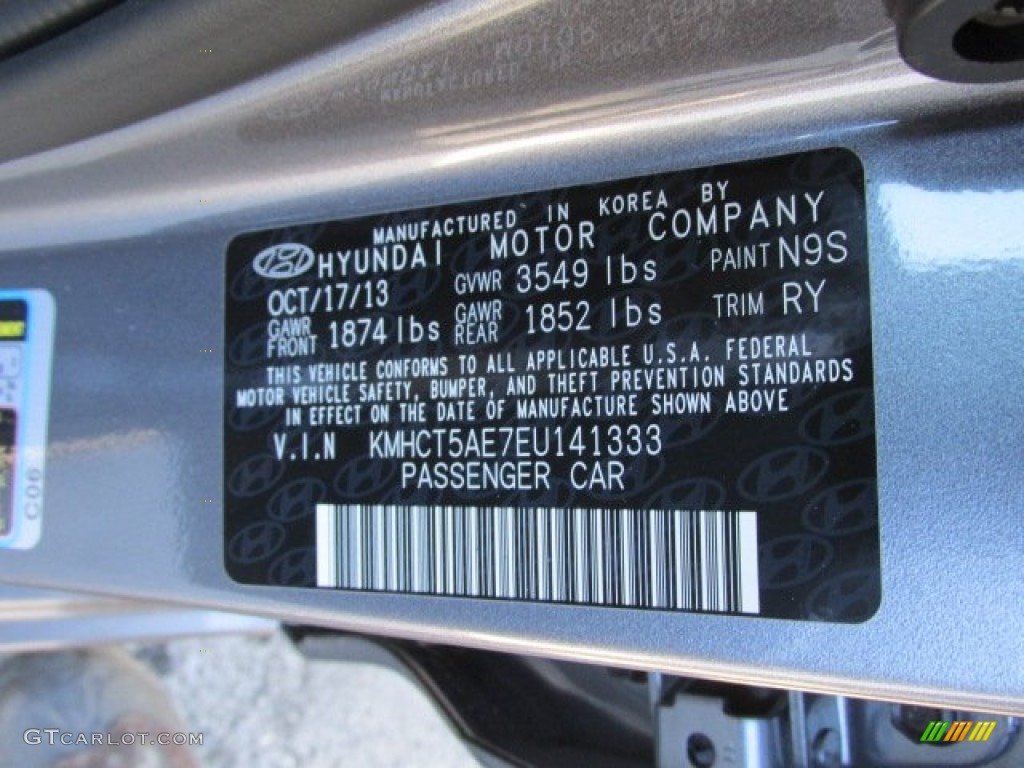 2014 Hyundai Accent GS 5 Door Color Code Photos