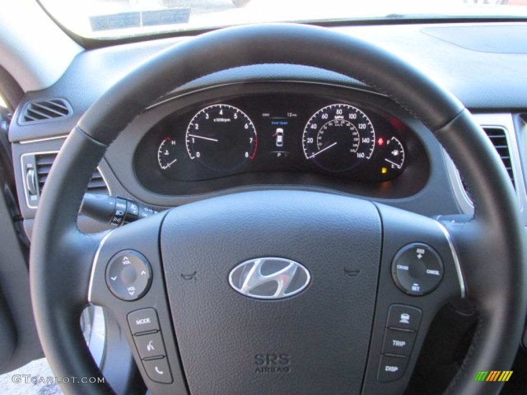 2014 Hyundai Genesis 3.8 Sedan Jet Black Steering Wheel Photo #88816616