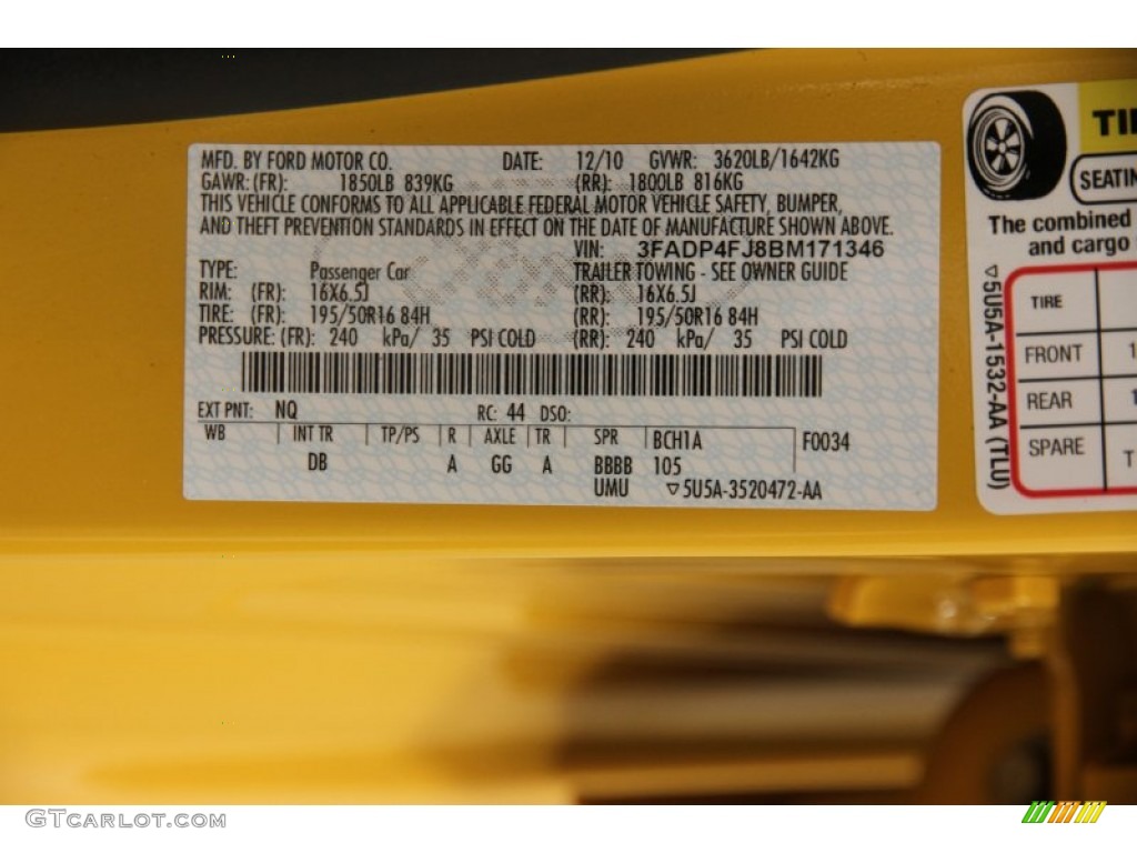 2011 Fiesta SES Hatchback - Yellow Blaze Metallic Tri-Coat / Charcoal Black/Blue Cloth photo #26