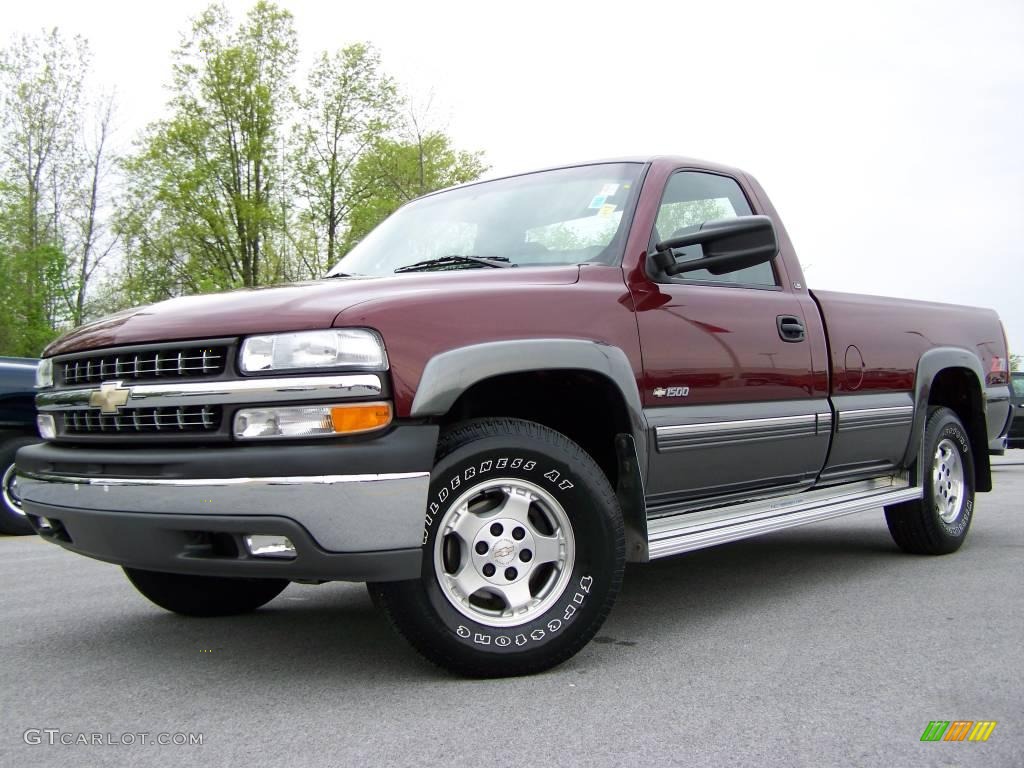 2000 Silverado 1500 LS Regular Cab 4x4 - Dark Carmine Red Metallic / Graphite photo #6