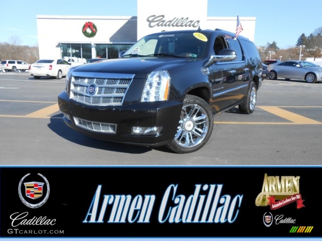 2011 Escalade ESV Platinum AWD - Black Ice Metallic / Cocoa/Light Linen Tehama Leather photo #1