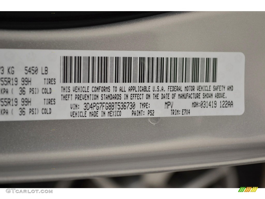 2011 Dodge Journey R/T Color Code Photos