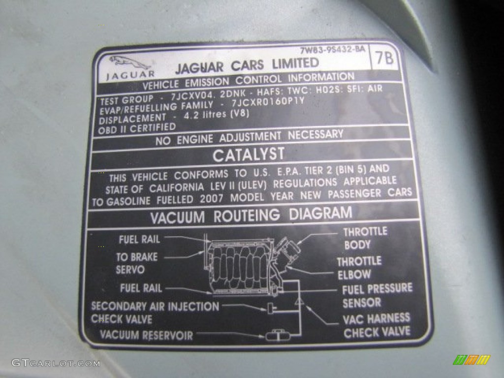 2007 Jaguar XK XK8 Convertible Info Tag Photo #88842190