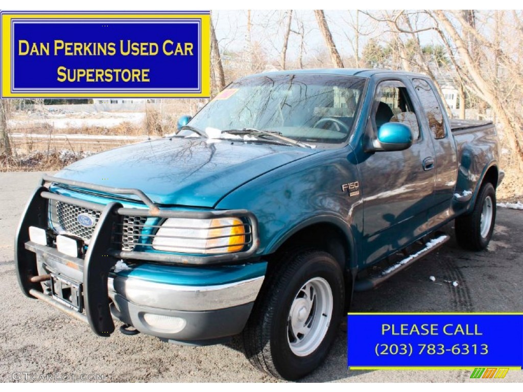 2000 F150 XLT Extended Cab 4x4 - Island Blue Metallic / Medium Graphite photo #1