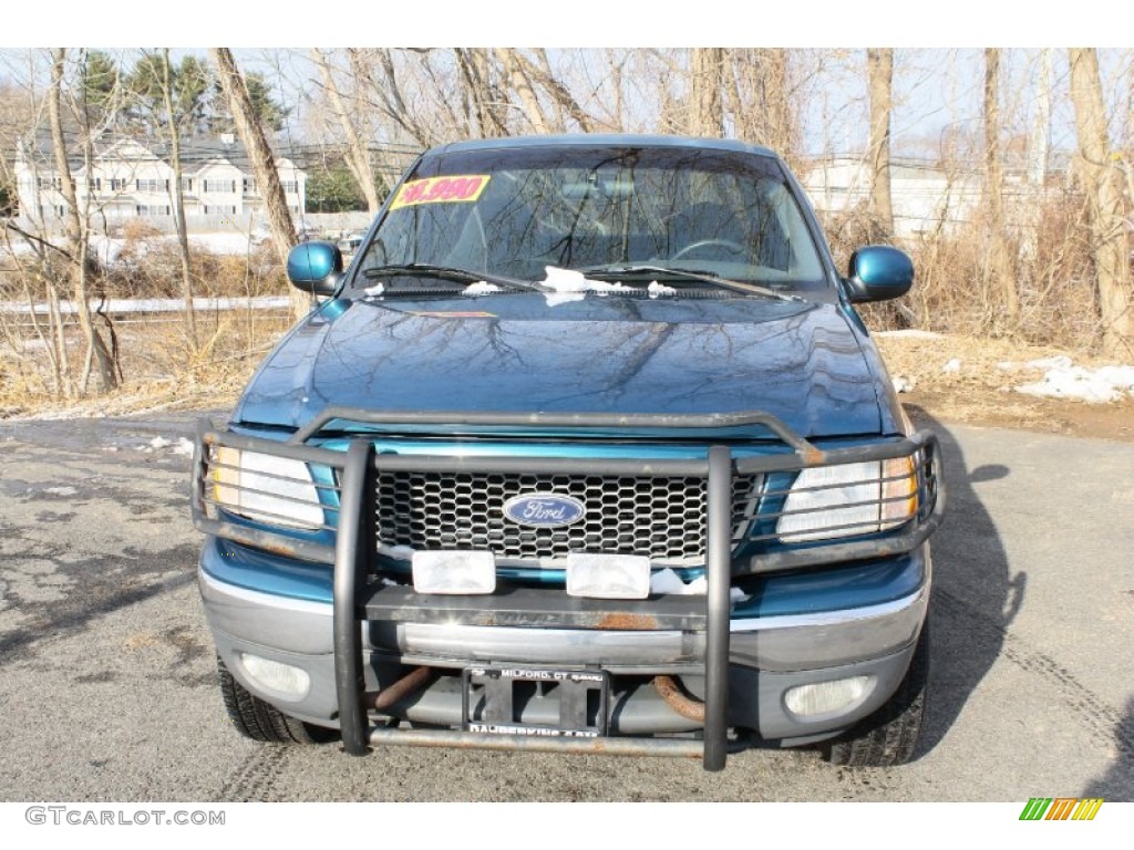 2000 F150 XLT Extended Cab 4x4 - Island Blue Metallic / Medium Graphite photo #2