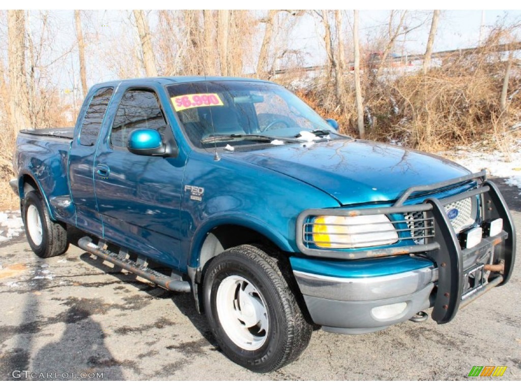 2000 F150 XLT Extended Cab 4x4 - Island Blue Metallic / Medium Graphite photo #3