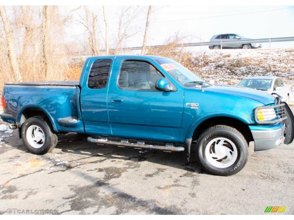 2000 F150 XLT Extended Cab 4x4 - Island Blue Metallic / Medium Graphite photo #4